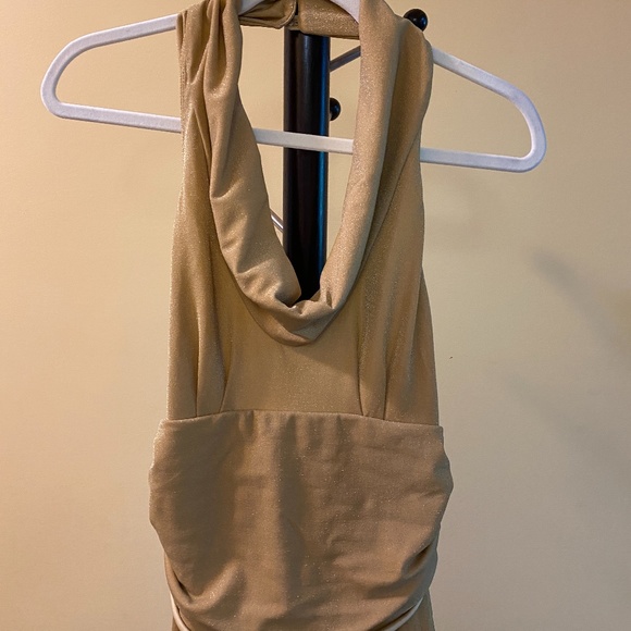 R.E.D. Valentino NWT Gold Halter Dress (42/6) - Picture 2 of 16